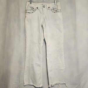 Metro 7 White Flare Jeans with Studded Accents Size 6